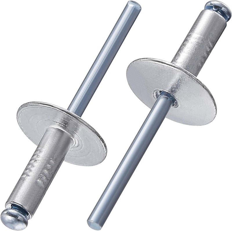 Wensilon (100 pcs) 3/16 * 3/4" Large Cap Open End Aluminum Blind Rivets,5 * 20 Blind Rivet - Image 1